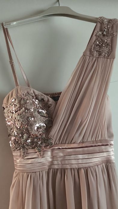 Официална къса рокля цвят пепел от рози