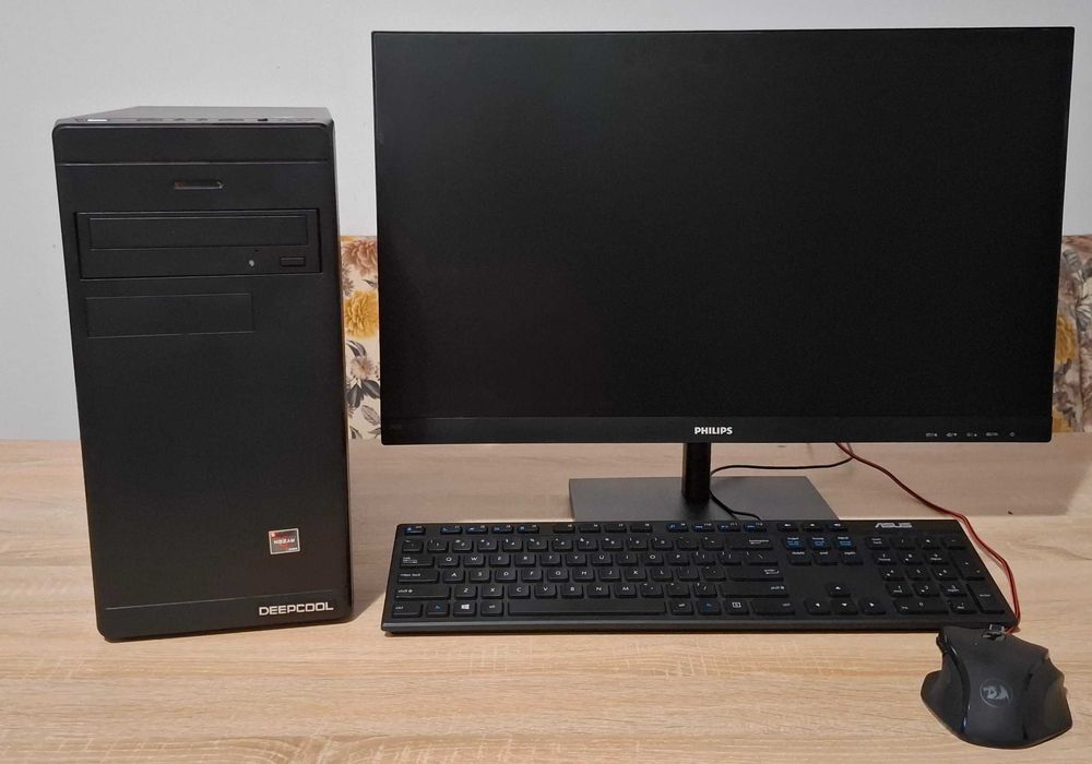 PC Gaming Ryzen 5 2600 / RX 580 4GB / 16GB RAM + Monitor Philips 24” QHD. Stare absolut perfecta, nefolosit, sistem de operare, retelistica, etc