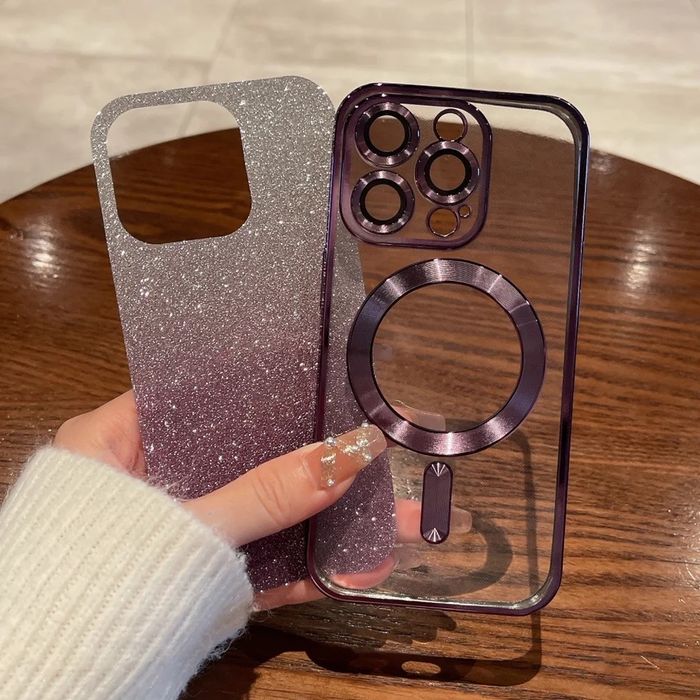 Блестящ силиконов калъф Magsafe за iPhone 13/14/15 PLUS, PRO и PRO MAX