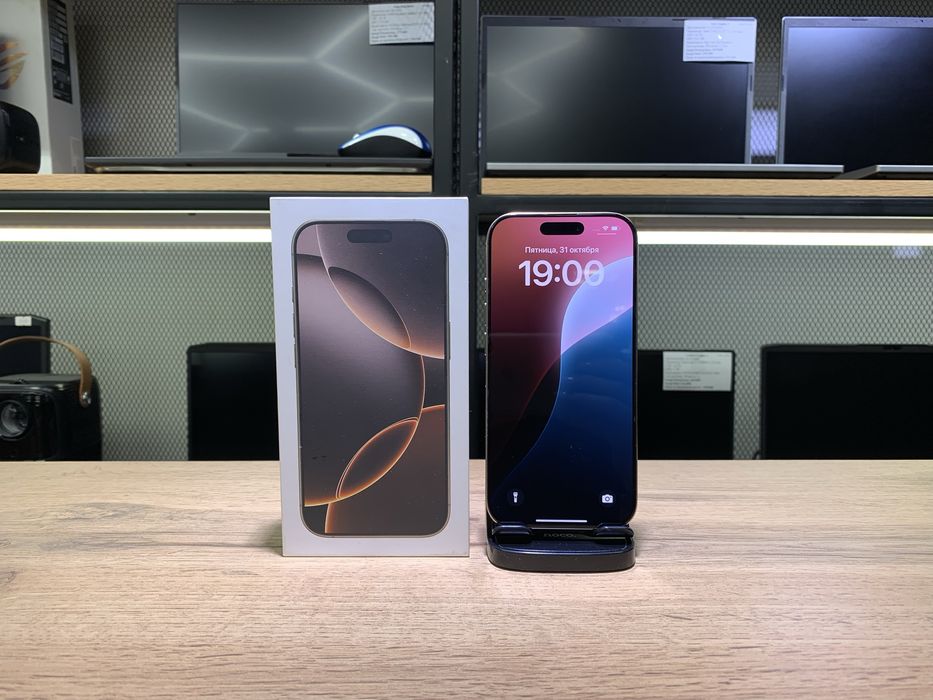 iPhone 16 Pro, Natural Titanium, 128 GB, АКБ100%, 9 циклов, 10980/А10