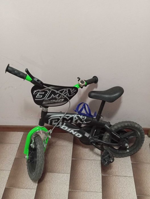 Dino Bikes Детско колело BMX 12 инча + помощни колела и стойка за шише