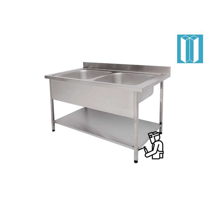 Мивка двойна и долен рафт S2D L70