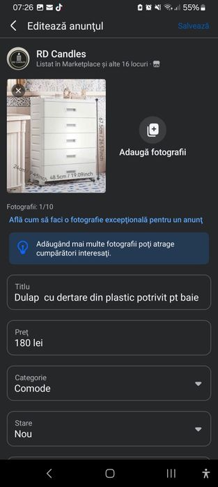 Vand dulap/corp mobila  din Pal nu are rafturi