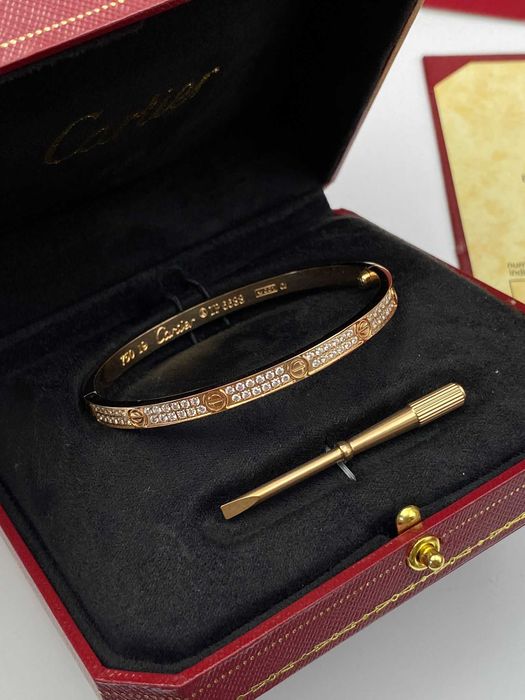 Brățară Cartier LOVE 19 Rose Gold 585 model slim full diamond