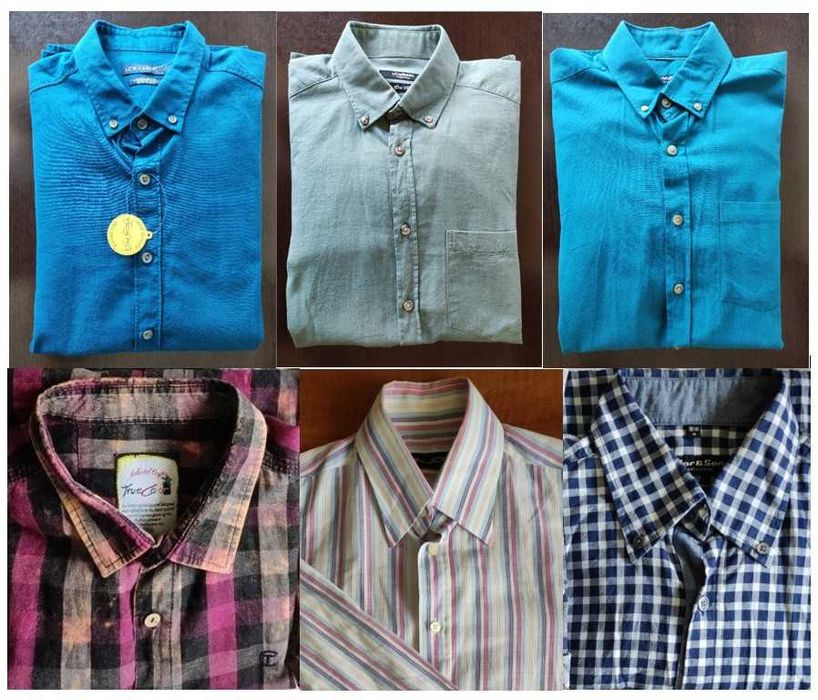 7 camasi H&M/New Yorker/LCW/TC slim fit, mar. 36-38 / S-M, bumbac, noi