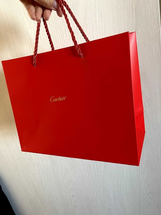 чантичка хартиена червена картие торбичка опаковъчна подарък  cartier