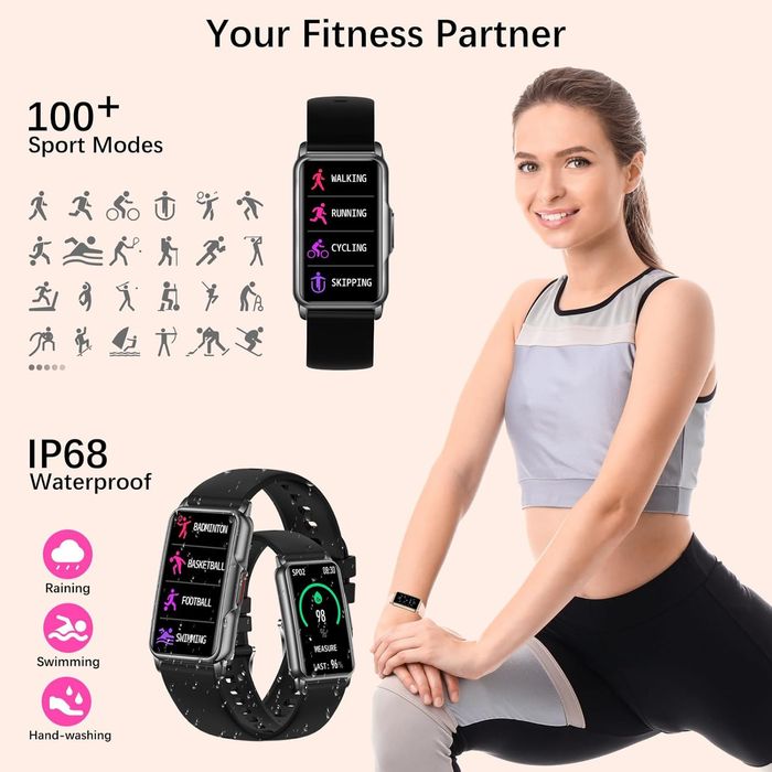 Дамски смарт часовник ECOSOON Women’s Smart Watch 1.47 inch IP68 Black