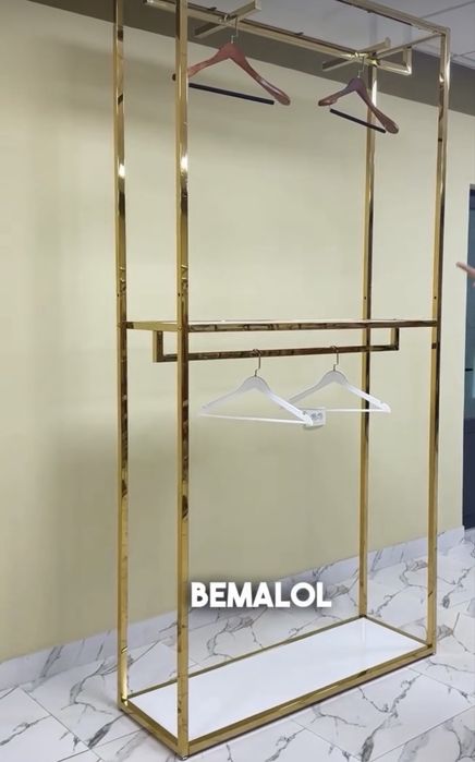 Стeляжь  Лофть вешелки нержавейка золотистый мебель для магазин
