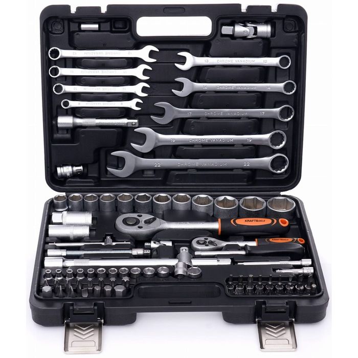 Trusa de scule, set chei pentru ateliere, 82 piese, Kraft