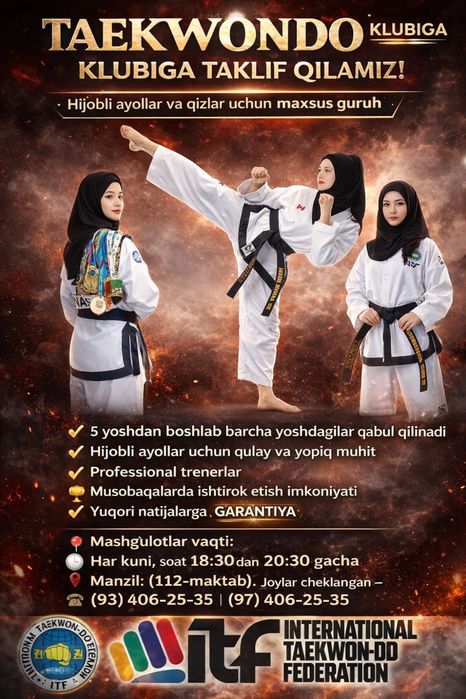 Teakwondo klubiga taklif qilamiz!