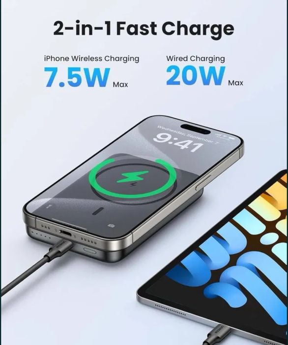 UGREEN PB561 беспроводная Power Bank с MagSafe 10000mAh, зарядка 20W