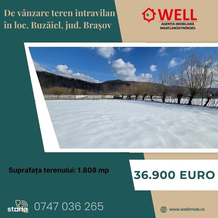 De vânzare teren intravilan în loc. Buzăiel, jud. Brașov