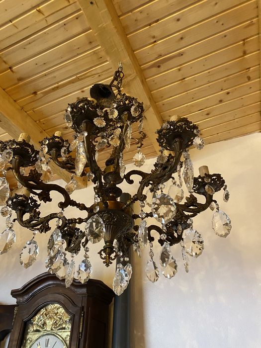 Candelabru bronz/cristal