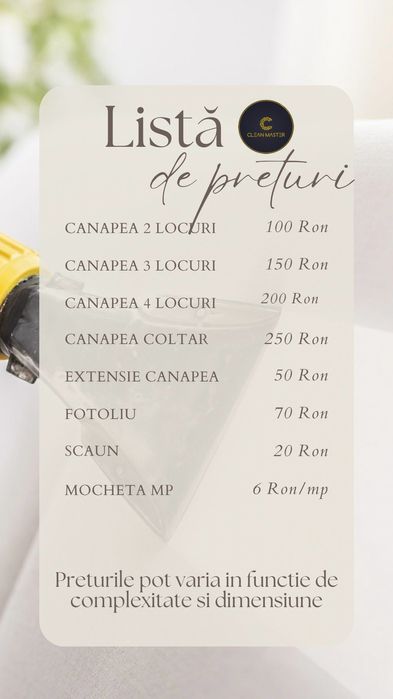 Curatare tapiterii- canapele, fotolii, mocheta,autoturisme,camioane
