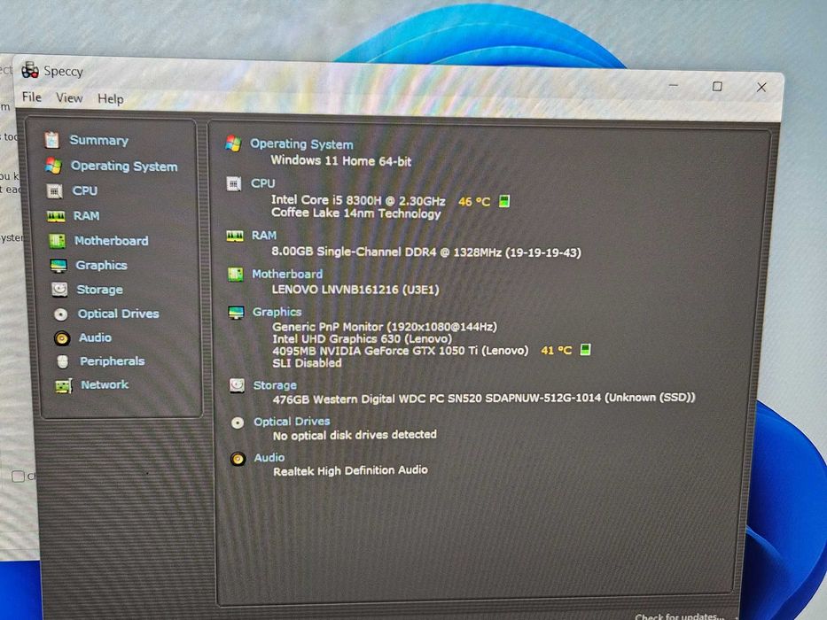Laptop 15.6" Gaming Lenovo Legion Y530 i5 8300H 8gb ram ssd 512gb gtx 1050Ti 4gb 144hz