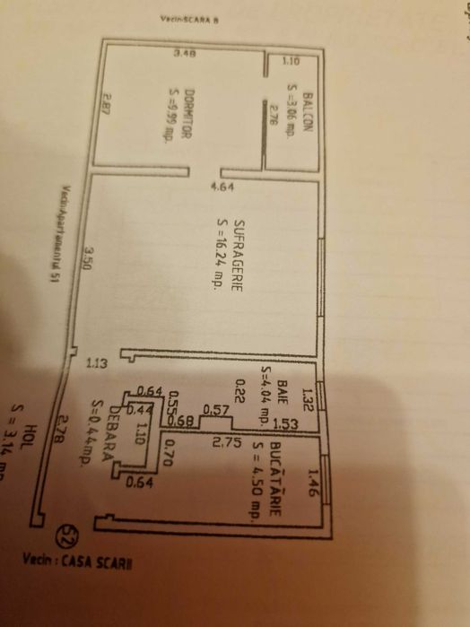 Apartament 2 camere semidecomandat, etaj 2,Aleea Farului.