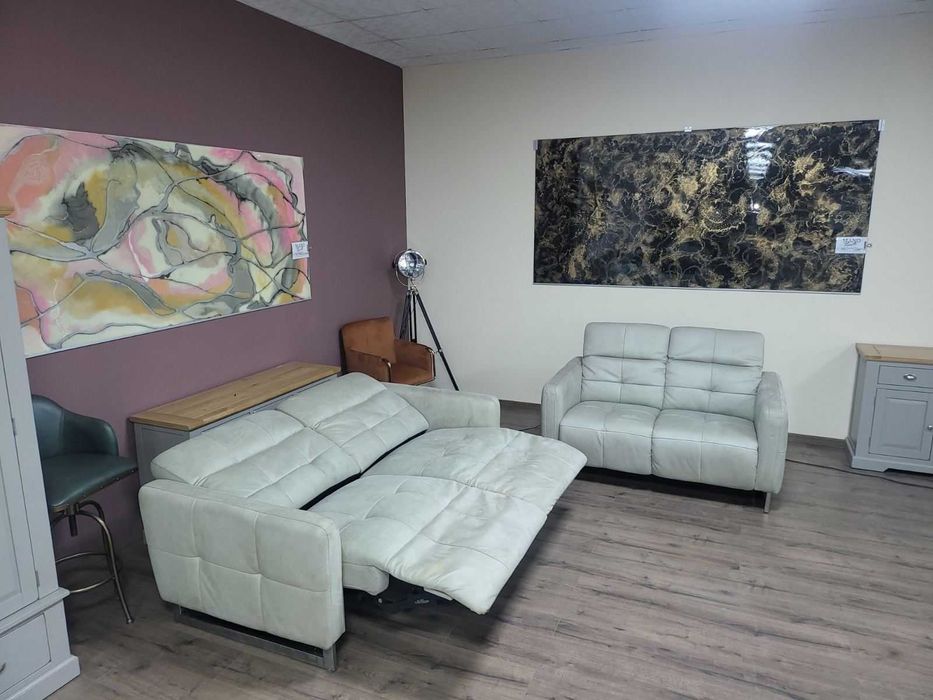 Сив комплект дивани от плат тройка и двойка "Marmont"