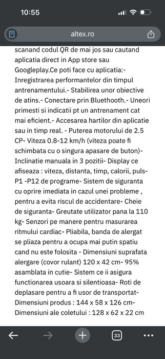 Bandă de alergat BodyFit A1500