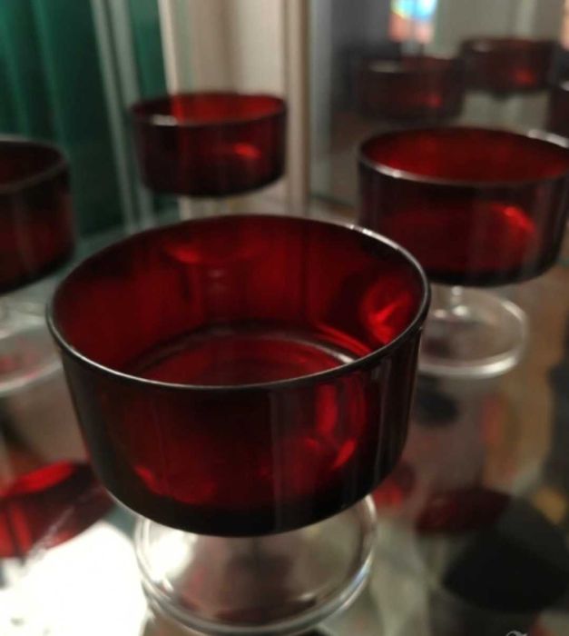 6 чаши френски за шампанско червено стъкло