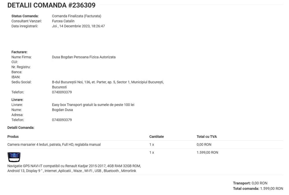 Navigatie dedicata Renault Kadjar 2015-2017, 4GB RAM 32GB ROM