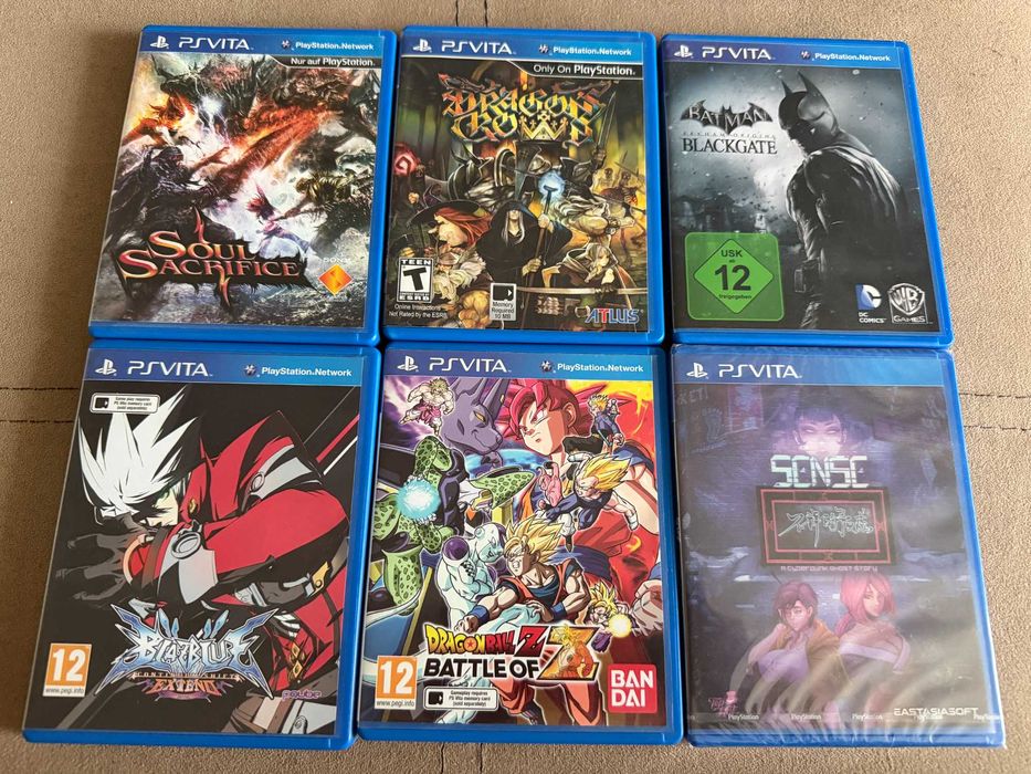 6 игри за PS Vita комплект, Blazblue/DBZ/Soul Sacrifce/Batman/Dragons Crown и Sense Cyberpunk story