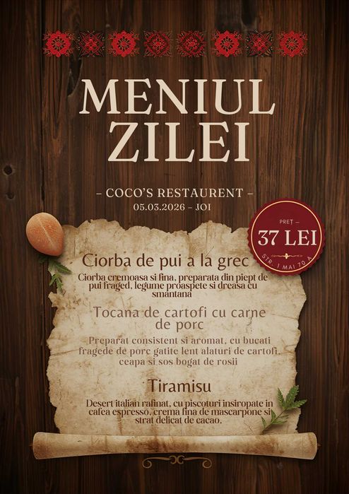 Creare postări Meniul Zilei pentru Restaurante