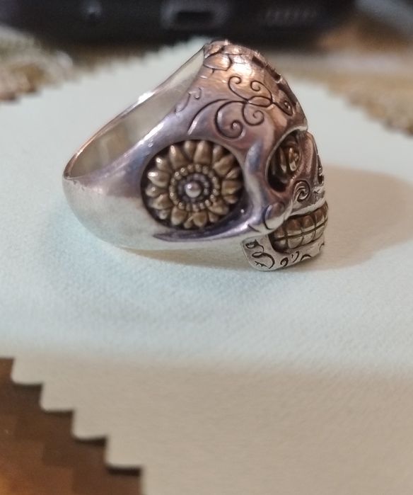 Inel argint craniu vesel