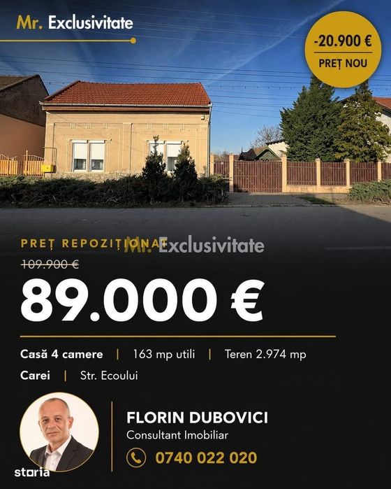Casă 4 camere cu Teren 2.974 mp | Rezidență sau afacere | Carei