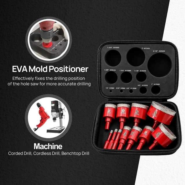 Set burghie diamantate FOCSTOL 11 piese | Găurire gresie, faianță, etc