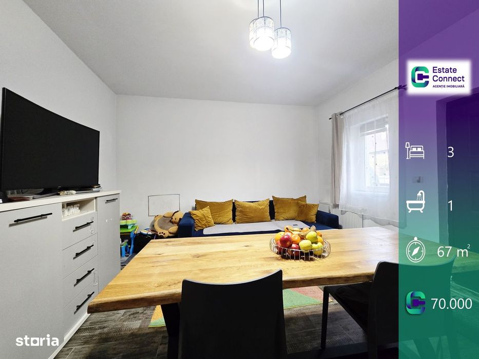 Apartament 3 camere, parter și mansardă, centrală - Parneava
