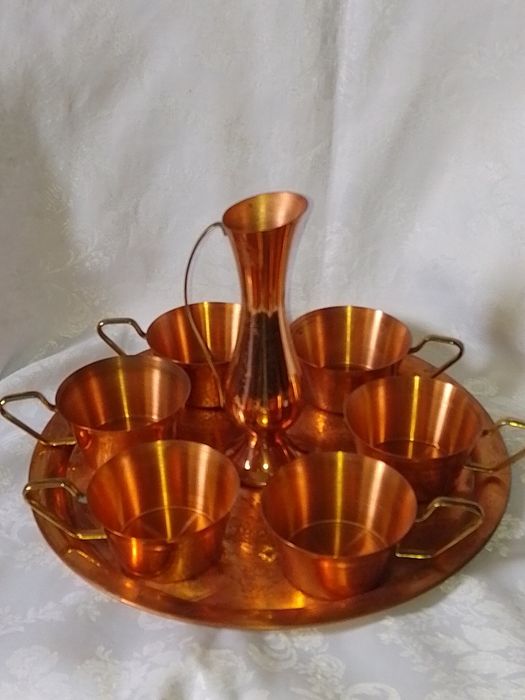 Стар Меден Сервиз за - Кафе , Вино, Ракия - 8 части1