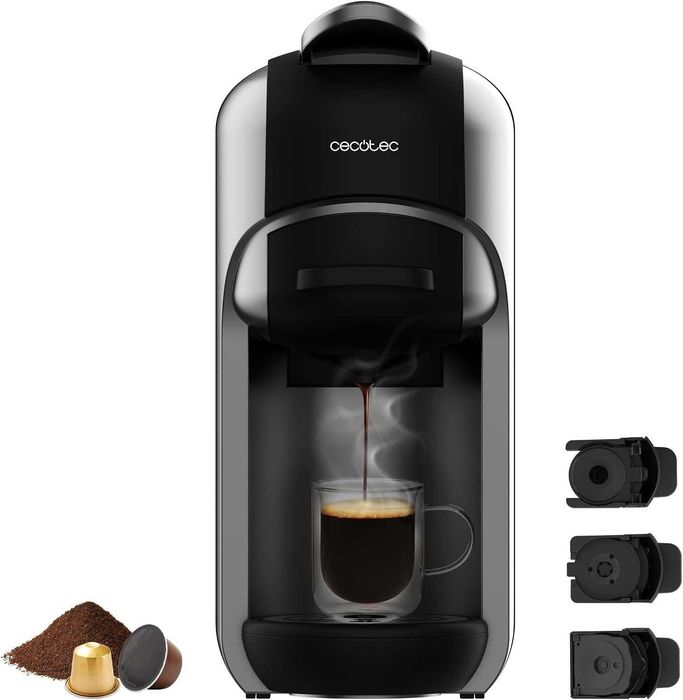 Компактна кафемашина с капсули Cecotec FreeStyle, 3 в 1 , подходяща за мляно кафе, Dolce Gusto и Nespresso