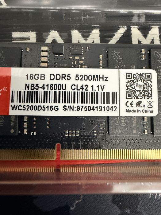 Новый ОЗУ DDR5 16GB SODIMM (5200Mhz)