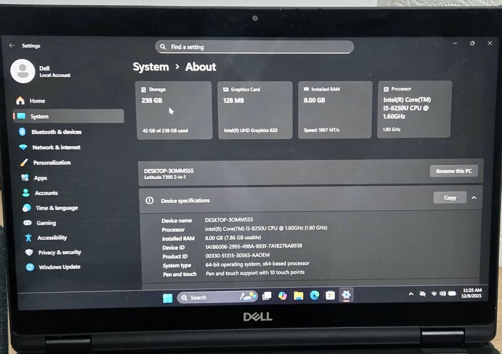 Laptop\Tableta Dell Latitude 2in1 7390 i5 8250 8GB 256SSD Baterie NOUA