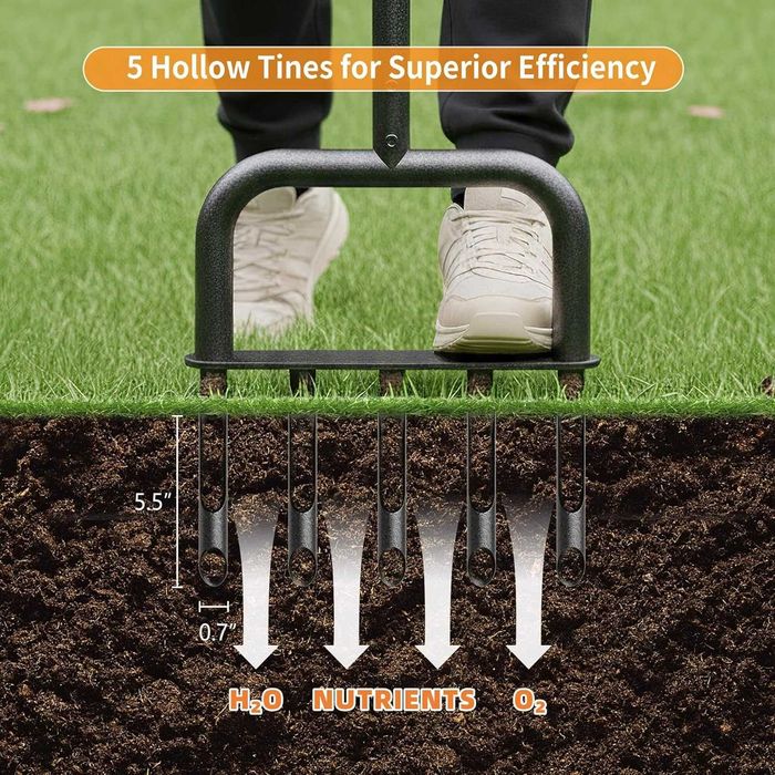 Aerator gazon 5 tije, aerare pamant, 93cm