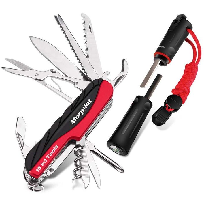 Мултифункционален нож 15 в 1 с магнезиева запалка и компас