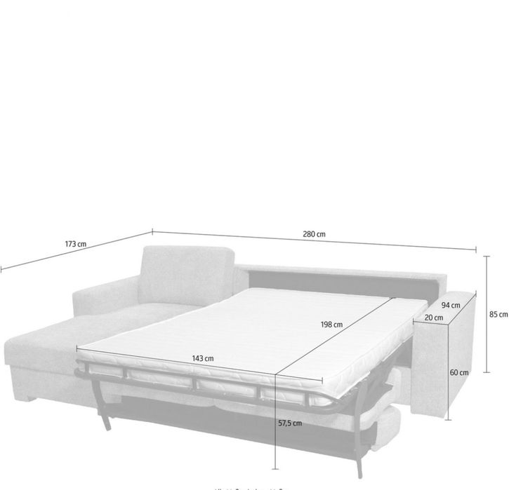 Coltar extensibil cu saltea inclusa