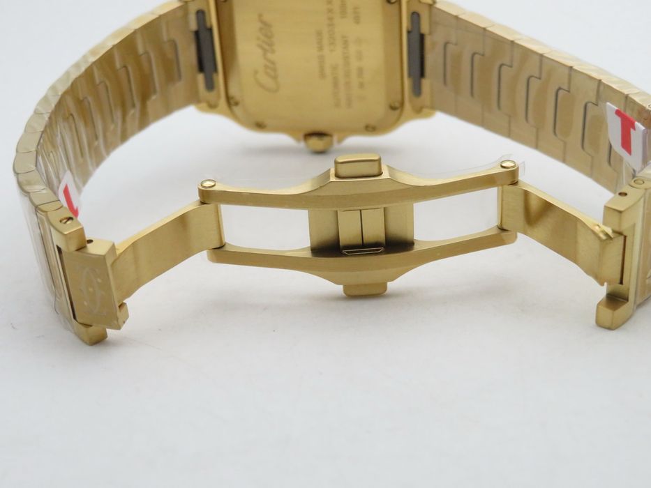 Cartier Santos de Cartier 35mm дамски - жълто злато, диаманти, бял циферблат - QC снимки