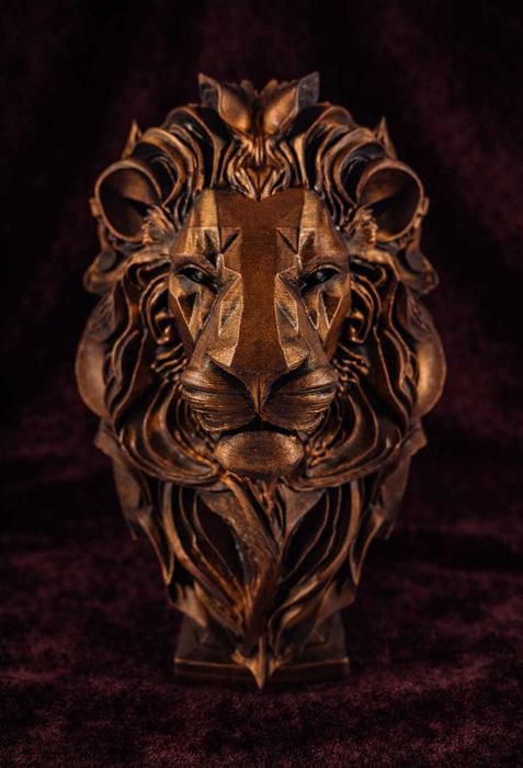 Statuetă Cap de Leu - Decor Birou / Living - Sculptură 3D Bronz