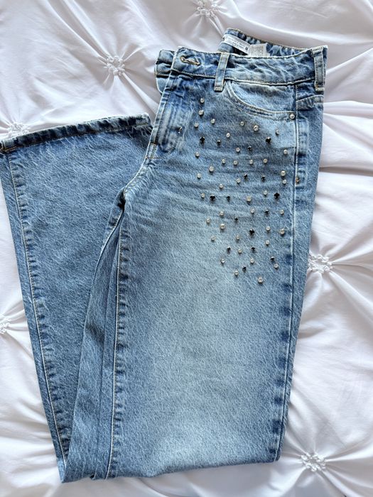Дамски дънки с пришити цкамъни  Zara, размер 34