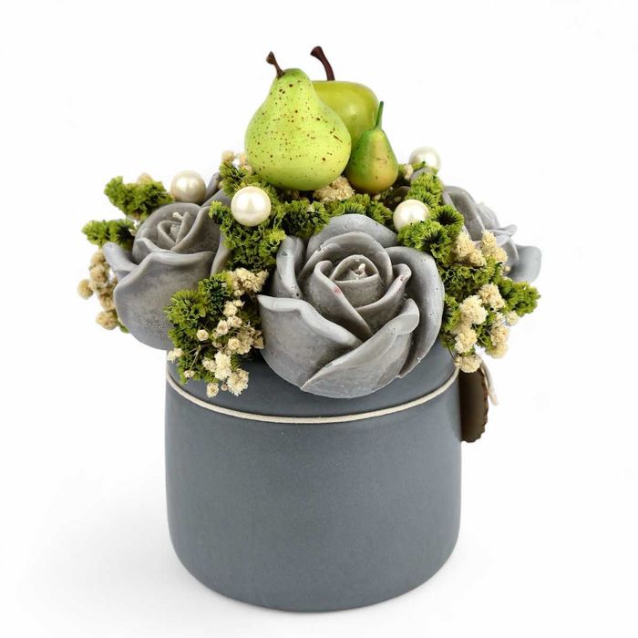 Букет соеви свещи с рози и плодове – Елегантно изкушение