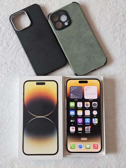 iPhone 14 Pro Max, 128 Gb, Gold, Full box, stare foarte buna
