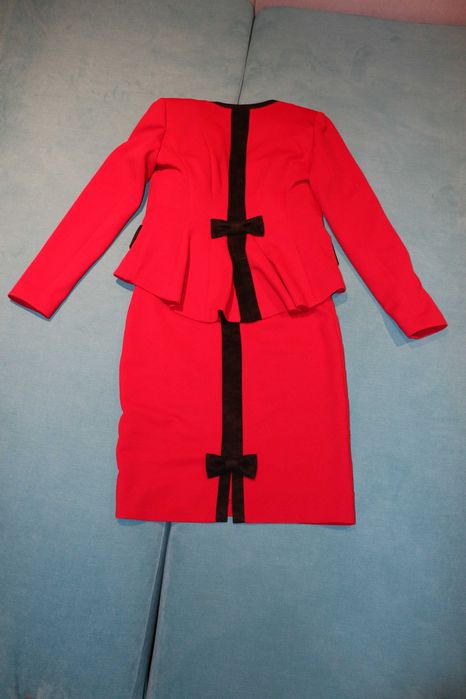 Rochie rosie ocazie Simoda, compusa din rochie si sacou marimea 38