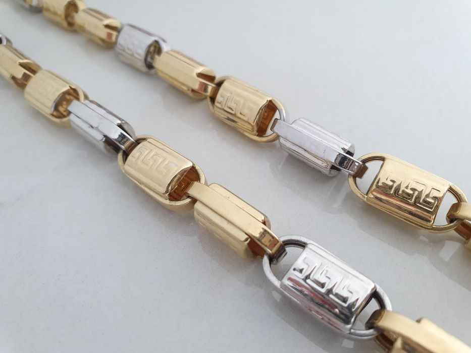 Lanț bărbătesc din aur galben și alb de 14K – lungime 60 cm