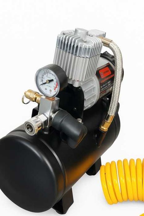 Преносим компресор за гуми с маркуч 12V, 150 PSI, 60L/min 3L резервоар