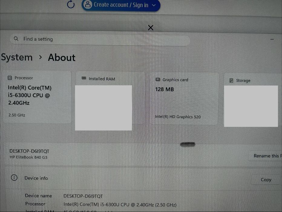 Hp I5 6300U
