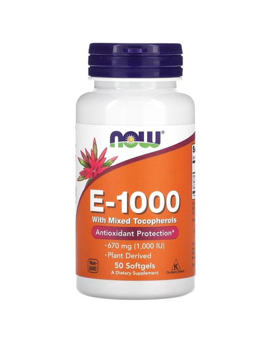Now Vitamin E-1000iu 670mg 50 softgels / Now Витамин Е 1000МЕ 670мг