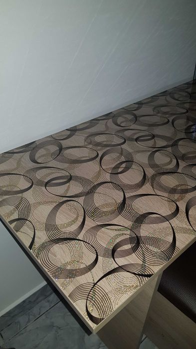 Fata de masa Cauciucata (musama) Transparenta Golden Stars Black