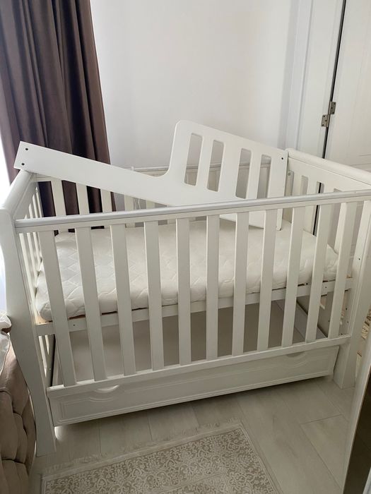 Pătuț bebe lemn alb 120x60