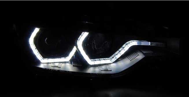 XENON Фарове с ангелски очи LED DRL Черни за BMW F30/F31 10.11 - 05.15